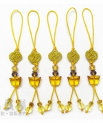 天然石自訂款-黃水晶精雕雙錢招財元寶掛飾