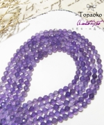 天然巴西透體紫水晶切面圓珠
