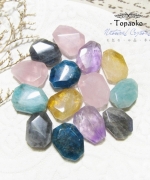 天然拉長石.紫水晶.天河石.黃水晶.粉晶.藍磷灰石隨形切面方片珠