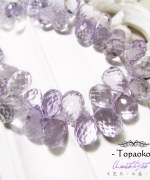天然高透體淺紫水晶輕珠寶切面水滴珠