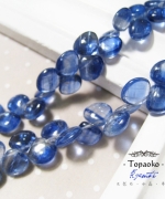 天然印度高透體藍晶石輕珠寶光面扁水滴珠