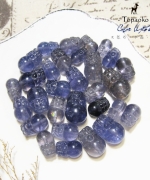 天然A級高透體堇青.水藍寶石貔貅直孔珠