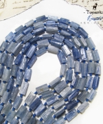 天然巴西原色藍晶石原礦隨形圓柱切面珠