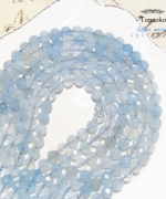 天然巴西高透體海藍寶石切面圓珠