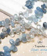 天然巴西高透體海藍寶石漸變色切面扁水滴珠