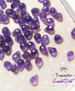 天然巴西高透體紫水晶切面水滴珠