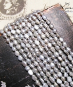 天然強光灰色隨形米形淡水珍珠