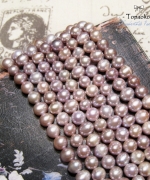 天然A級強光金屬濃紫蛋形近圓淡水珍珠