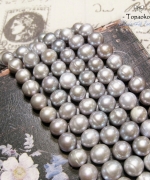 天然A級強光灰色蛋形近圓螺紋淡水珍珠