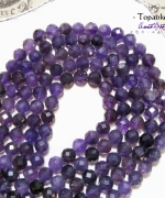 天然巴西葡萄紫紫水晶切面圓珠