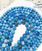 天然A級斯里蘭卡水波紋藍磷灰石圓珠