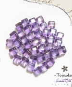 天然巴西高透體紫水晶方糖孔珠