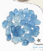 天然A級巴西高透體海藍寶石原礦珠(表面膠)